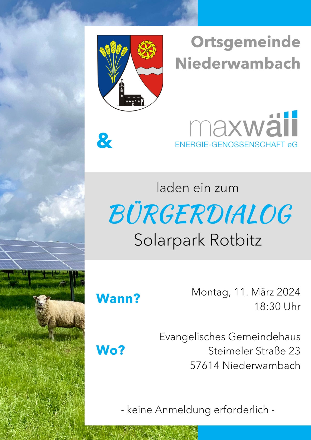 Einladung zum Bürgerdialog am 11.03.2024 in Niederwambach